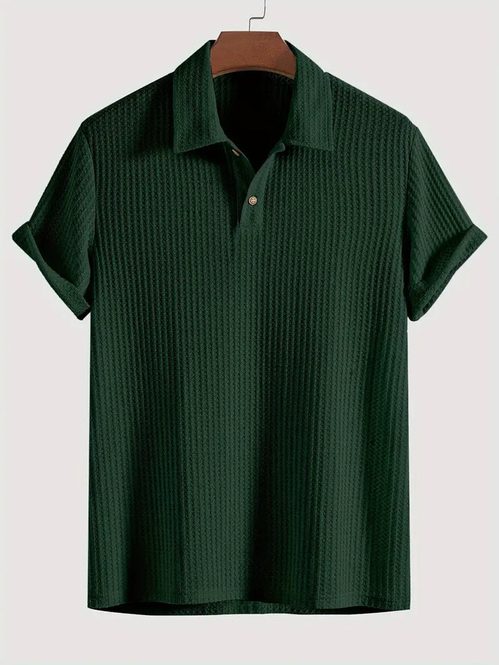 Men's Polo Shirt – Waffle Knit Relaxed Fit Short Sleeve