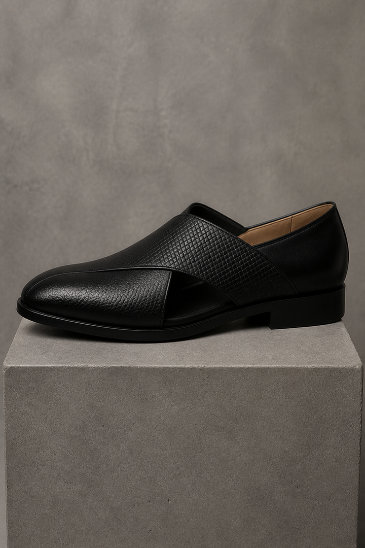 Men's Leather Sandals – Slip-On Fisherman Cross Strap Style