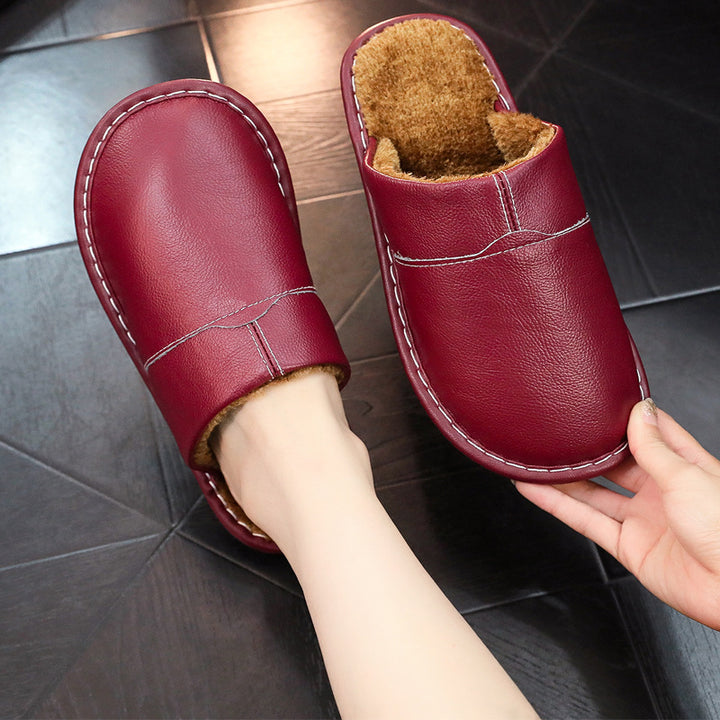 Men's Leather Slippers – Non-Slip Sole & Cozy Indoor Comfort