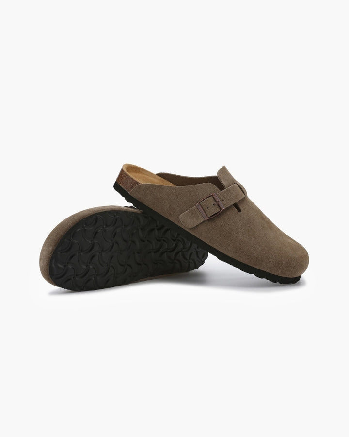 Men's Calf Suede Leather Clogs Slip-On – Comfortable Casual Footwear