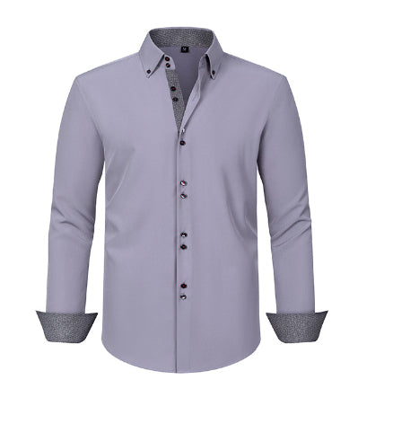 Men's Long Sleeve Dress Shirt Polka Dot – Contrast Collar Cuffs