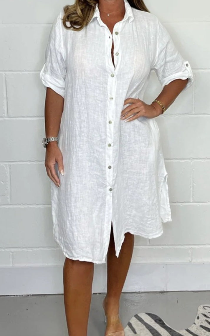 Midi Shirt Dress – Women's Button-Front Relaxed Fit