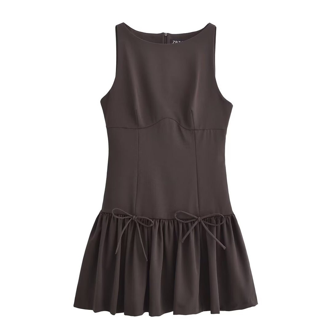 Women's Mini Dress – Sleeveless Ruffle Hem Elegant Cocktail Dress