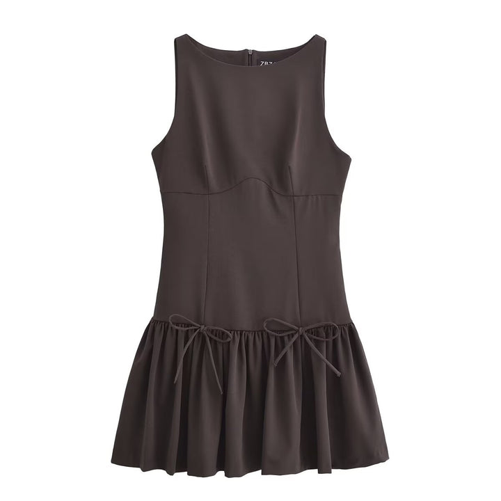 Women's Mini Dress – Sleeveless Ruffle Hem Elegant Cocktail Dress