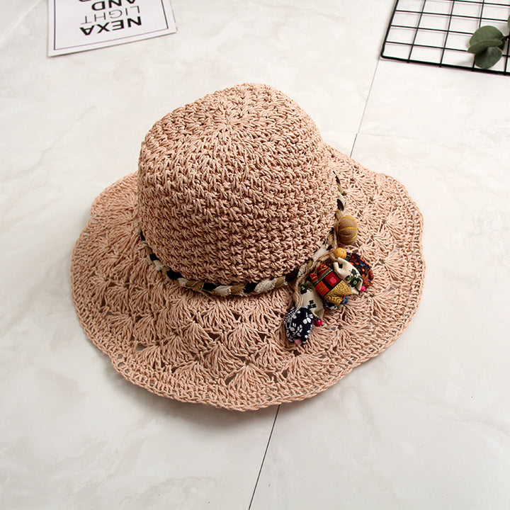 Crochet Straw Sun Hat – Scalloped Hollow Brim for Women