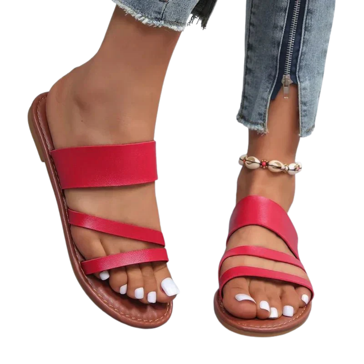 Women's Strappy Flat Sandals – Cushioned Multi-Strap