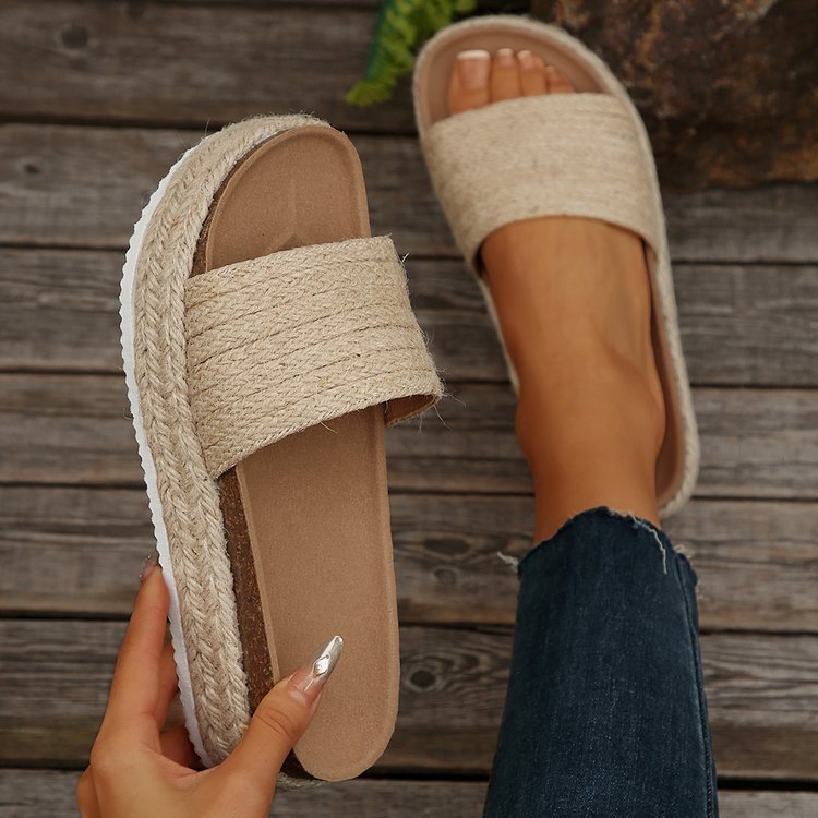 Platform Espadrille Sandals – Braided Jute Slip-On for Women