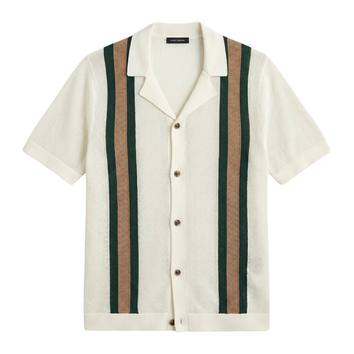 Men's Knit Polo – Vertical Stripe Vintage Coastal Design