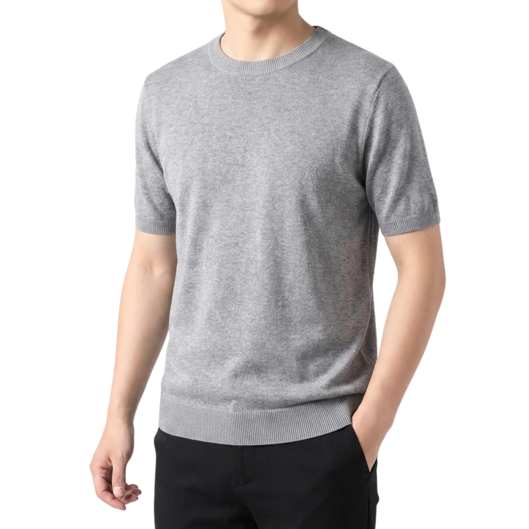 Men's Crew Neck T-Shirt Fine Knit – Relaxed Straight Cut Everyday Tee