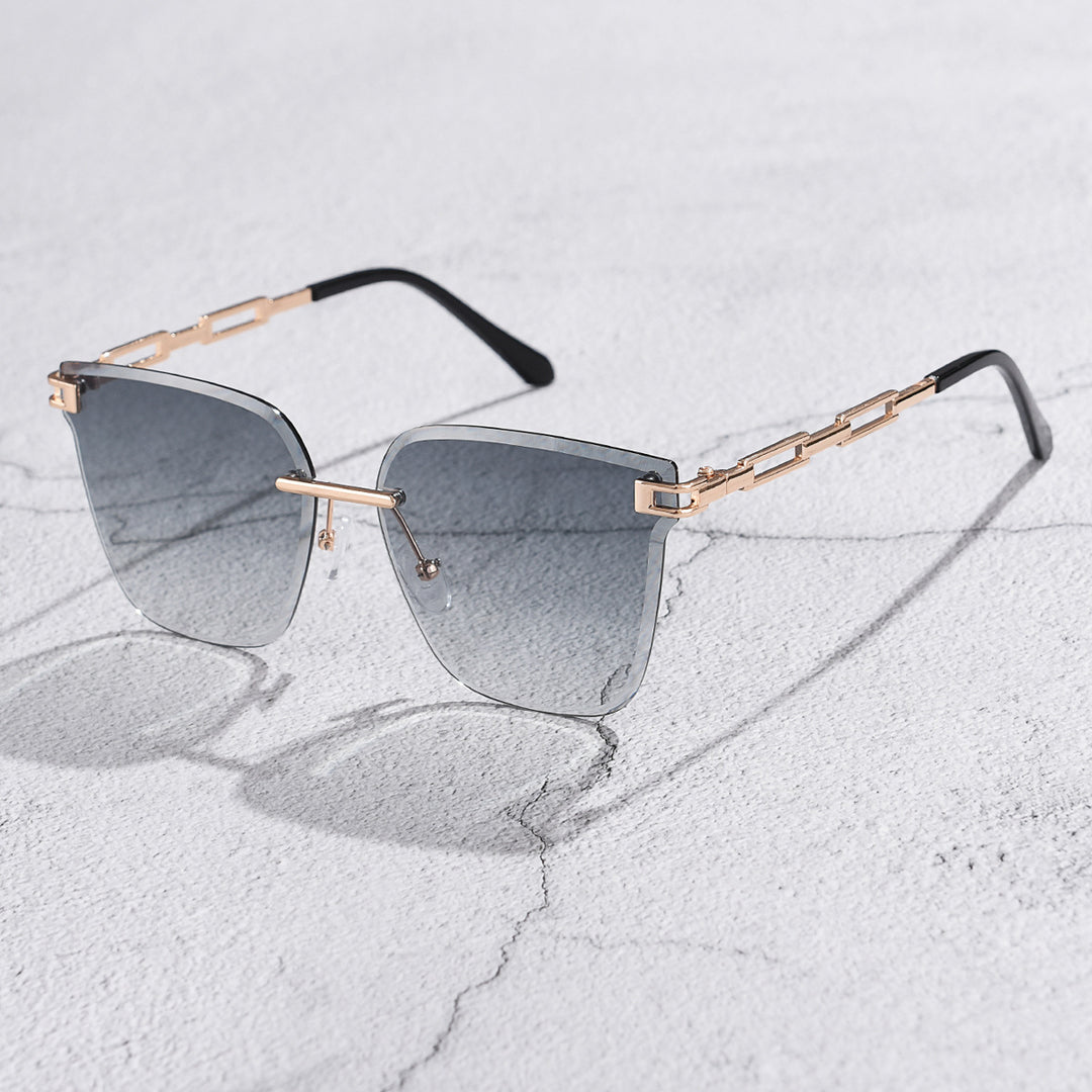 Rimless Frameless Metal Sunglasses – Hollow Gradient Lens Women