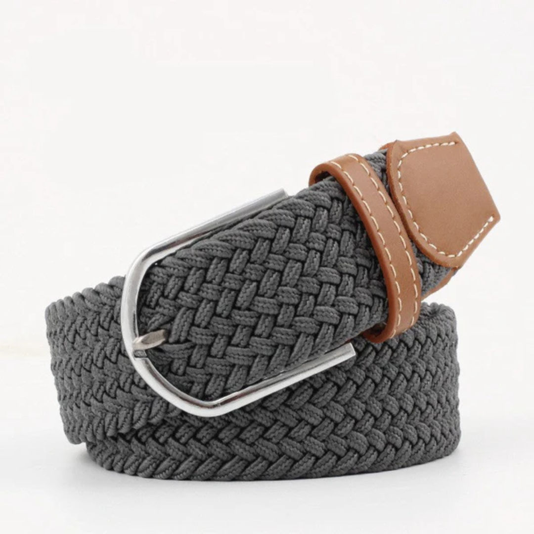 Men's Braided Canvas Belt – Leather-Tipped Adjustable Woven