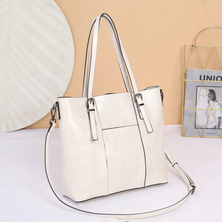 Women's Cowhide Leather Tote Bag – Large Capacity Structured Everyday