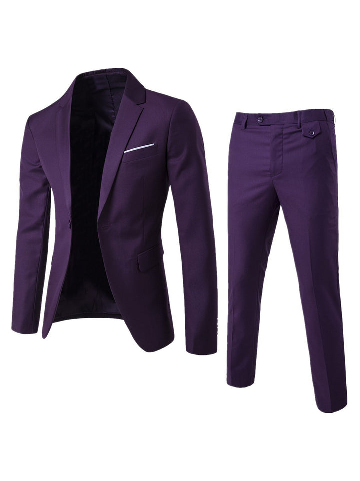 Men's Slim Fit Suit Woven Two-Piece Business Formal – Korean Tailored