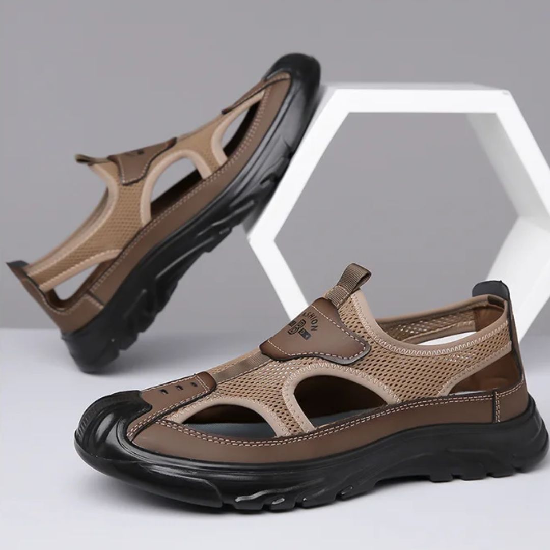 Men's Closed Toe Trekking Sandals – Breathable Mesh Grip Sole