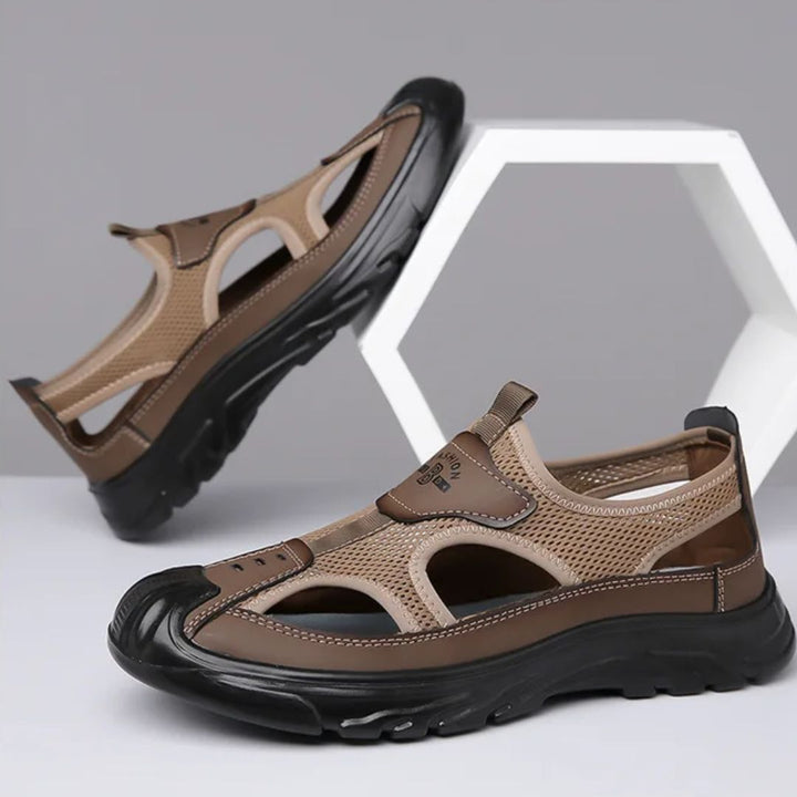 Men's Closed Toe Trekking Sandals – Breathable Mesh Grip Sole