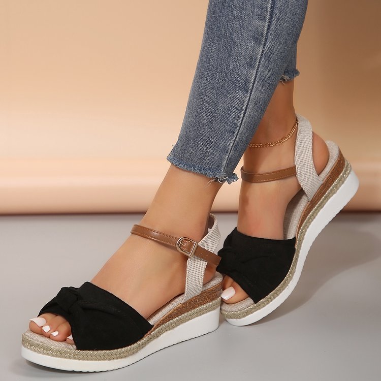 Espadrille Wedge Sandals – Bow Detail & Ankle Strap | Women's