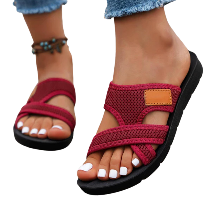 Women's Flat Sandals – Hollow Mesh Slip-On Beach Shoe