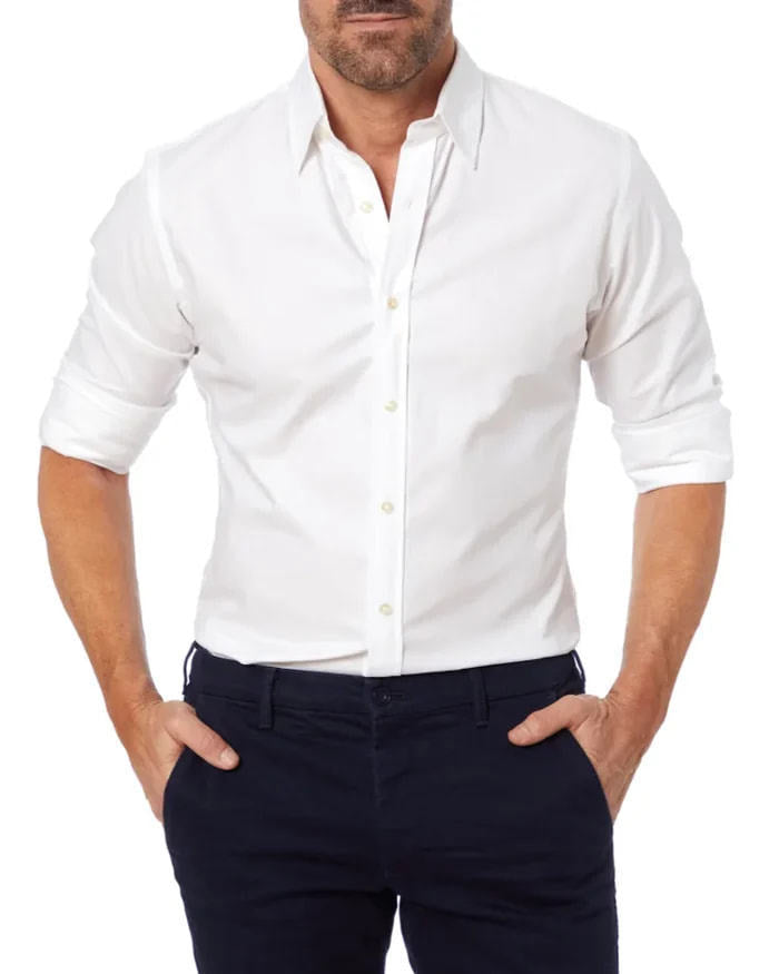 Men's Oxford Cotton Shirt – Hidden Zipper Button-Front