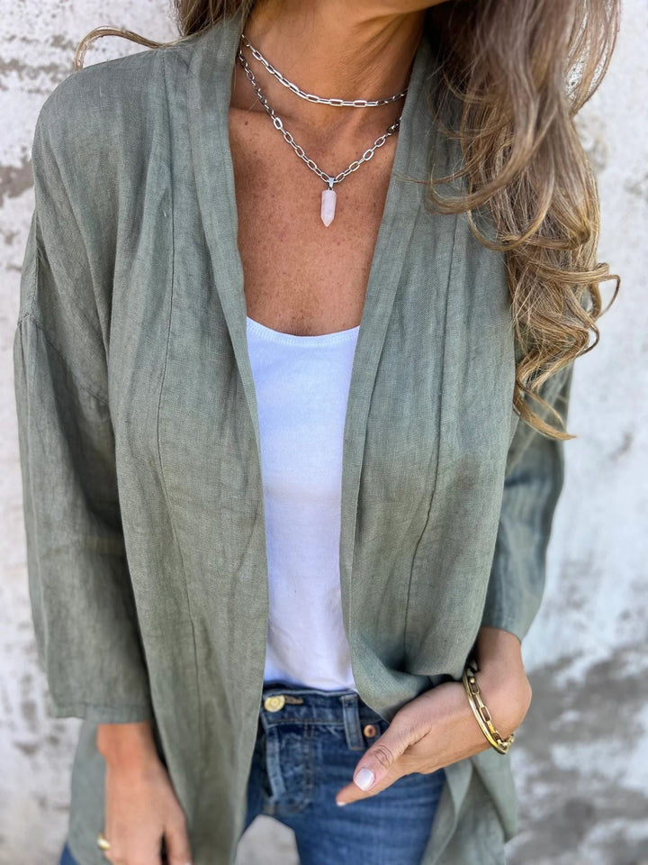Women's Lightweight Open-Front Cardigan – Three-Quarter Sleeve