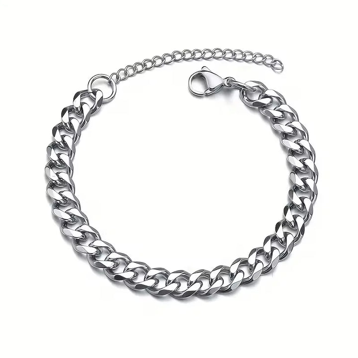 Cuban Link Bracelet Men – Polished Stainless Steel Lobster Clasp
