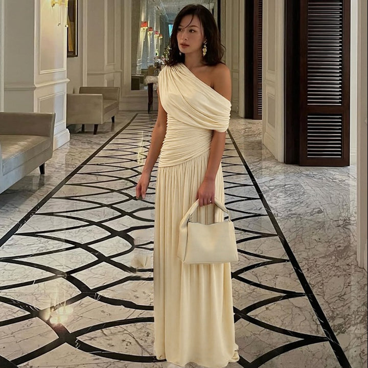 Maternity Maxi Dress – Asymmetric Neckline Baby Shower