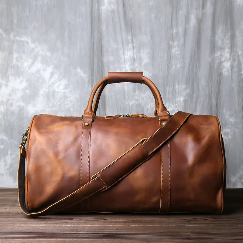 Leather Duffel Bag for Men – Full-Grain Crazy-Horse Weekend Bag