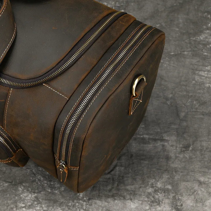 Leather Duffle Bag for Men – Crazy-Horse Large Front Pocket