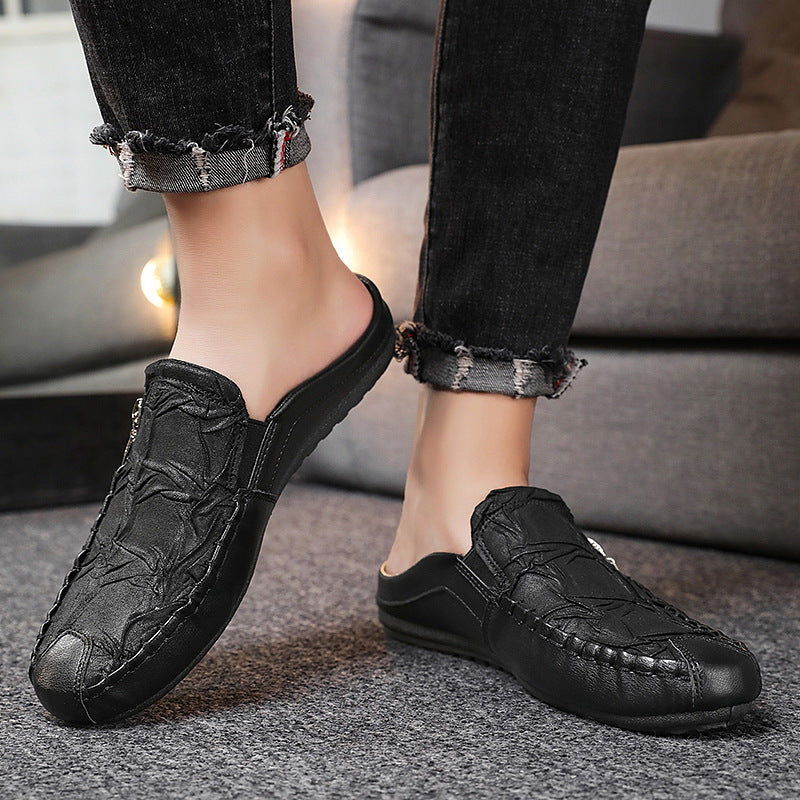 Men's Open-Back Loafer Mule Vegan Leather Slip-On with Backless Design