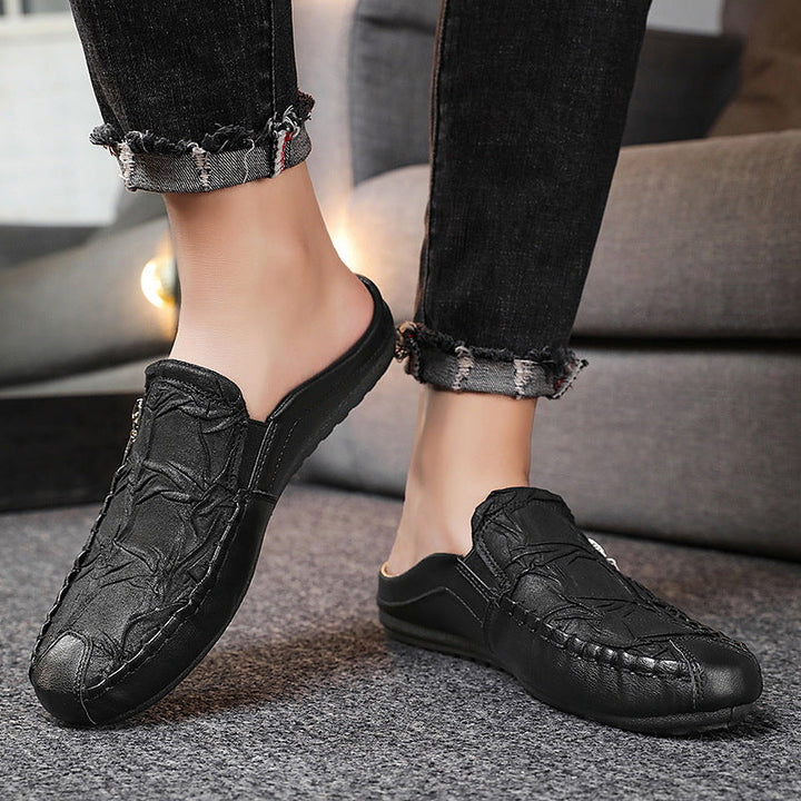 Men's Open-Back Loafer Mule Vegan Leather Slip-On with Backless Design