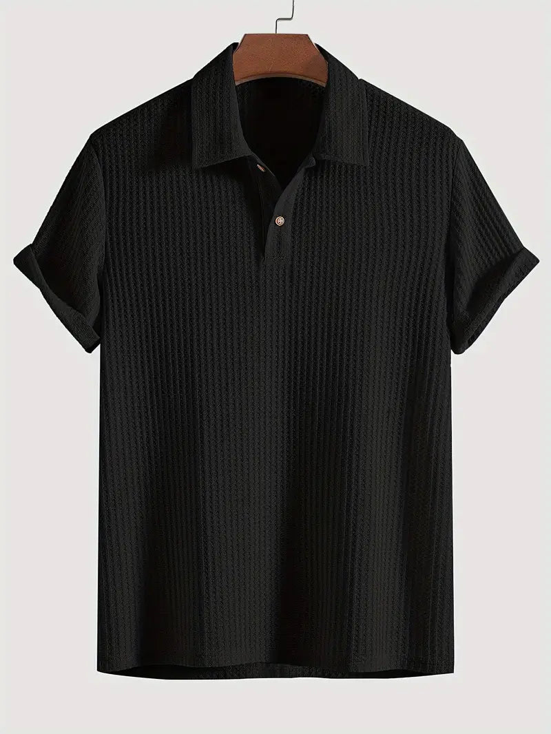 Men's Polo Shirt – Waffle Knit Relaxed Fit Short Sleeve