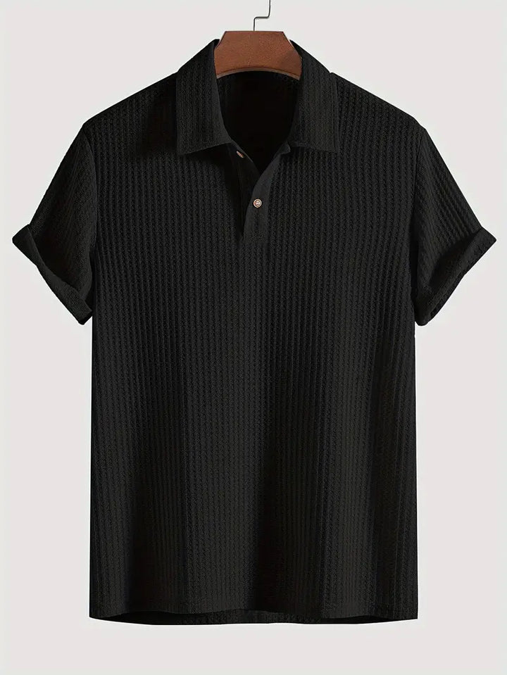 Men's Polo Shirt – Waffle Knit Relaxed Fit Short Sleeve