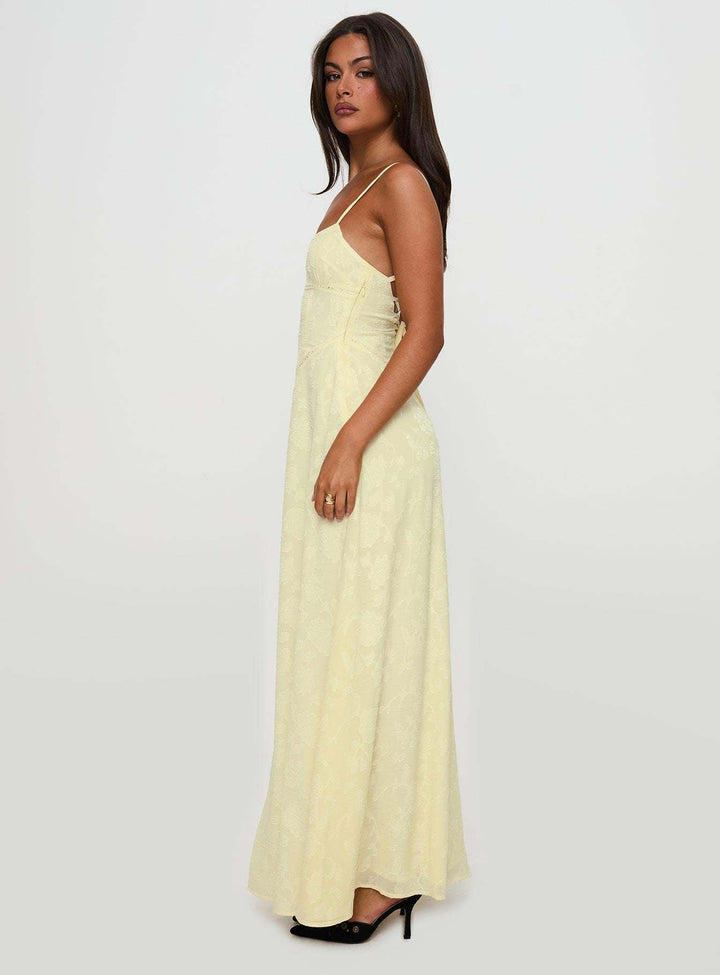 Women's Floral Burnout Maxi Dress Spaghetti Strap – Square Neck Lace-Up