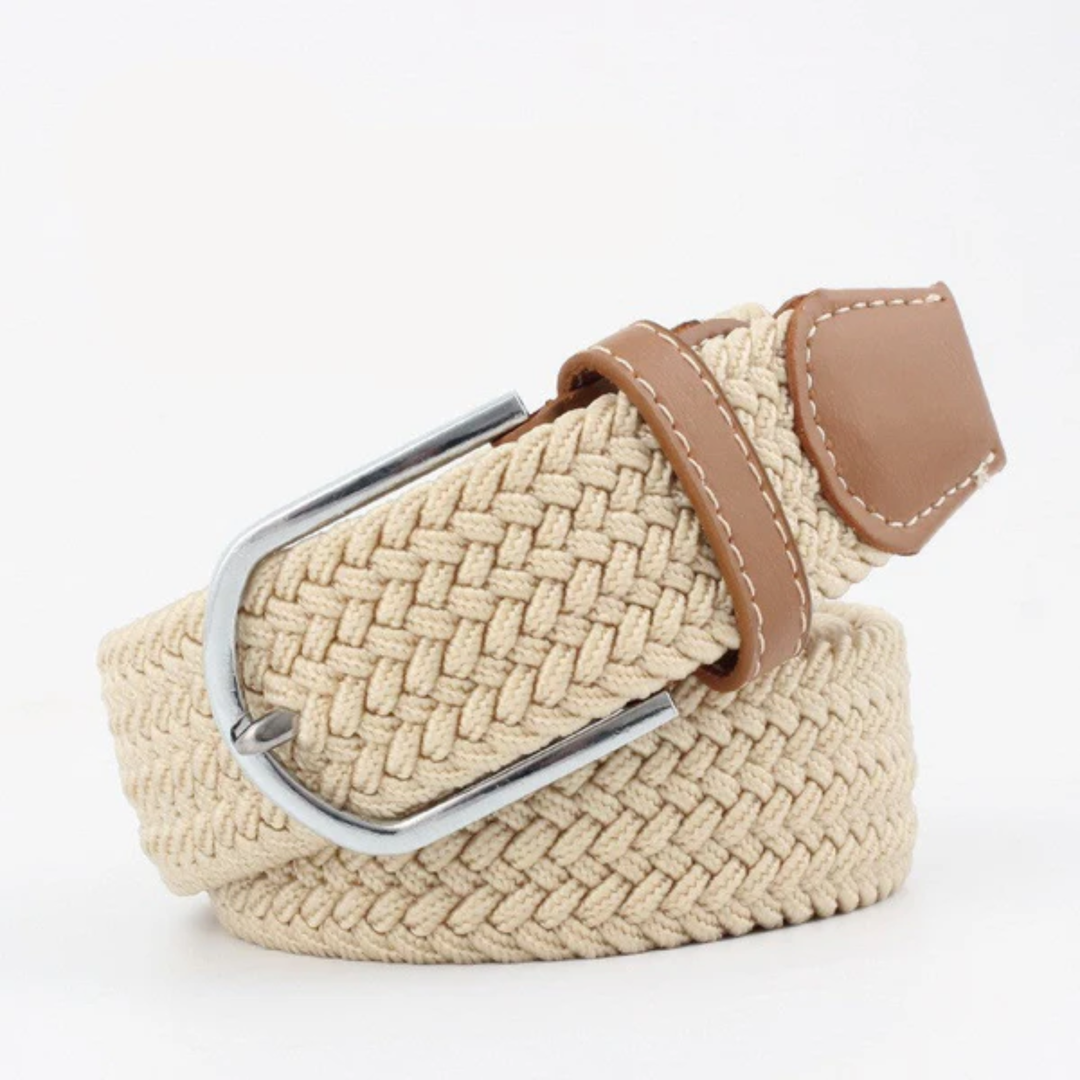 Men's Braided Canvas Belt – Leather-Tipped Adjustable Woven