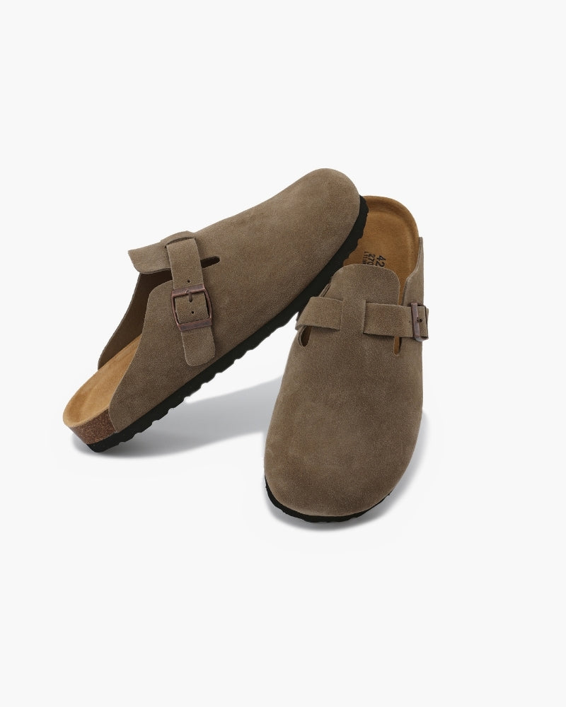 Men's Calf Suede Leather Clogs Slip-On – Comfortable Casual Footwear