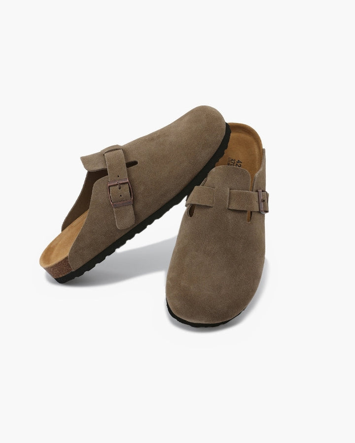 Men's Calf Suede Leather Clogs Slip-On – Comfortable Casual Footwear