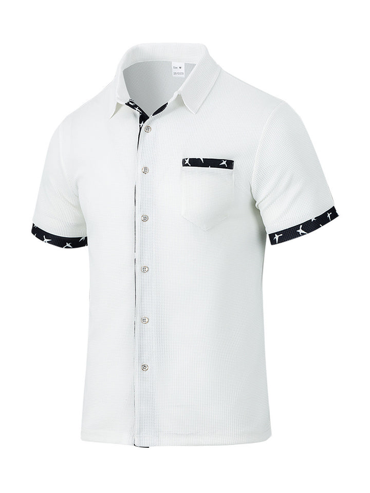 Men's Short Sleeve Summer Shirt – Plaid Trim Detail