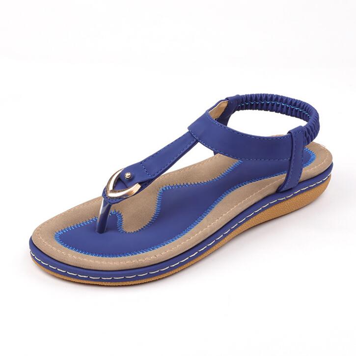 Women's Arch Support Flat Sandals Adjustable T-Strap – Massaging Footbed