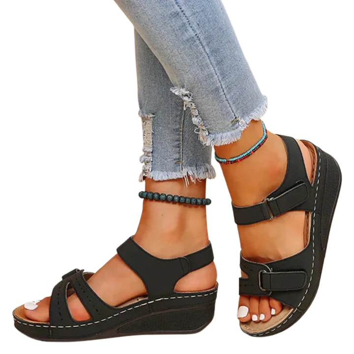 Wedge Sandals for Women – Vegan Leather, Arch Support & Non-Slip