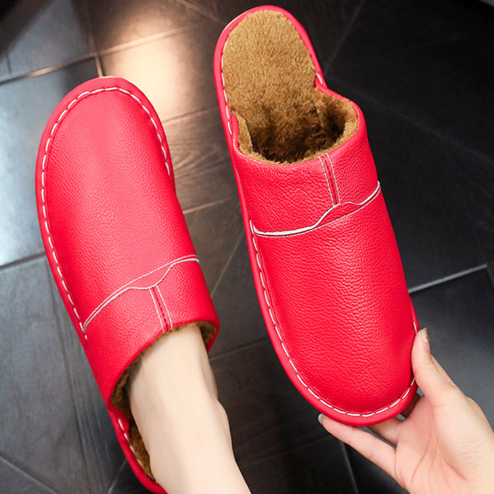 Men's Leather Slippers – Non-Slip Sole & Cozy Indoor Comfort