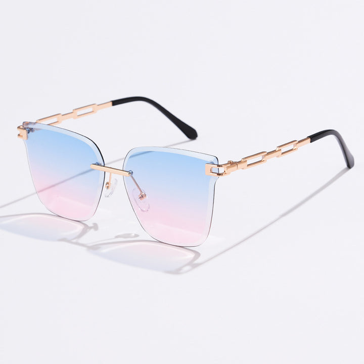 Rimless Frameless Metal Sunglasses – Hollow Gradient Lens Women
