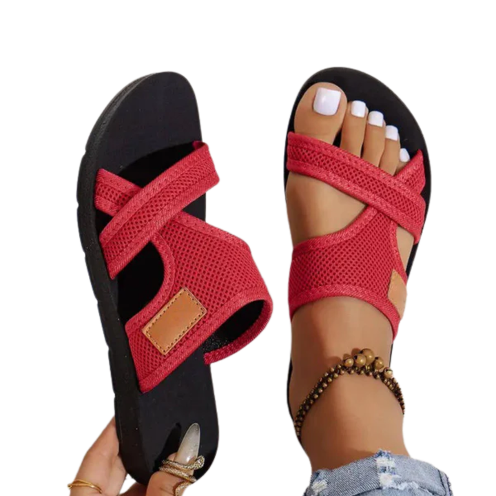 Women's Flat Sandals – Hollow Mesh Slip-On Beach Shoe