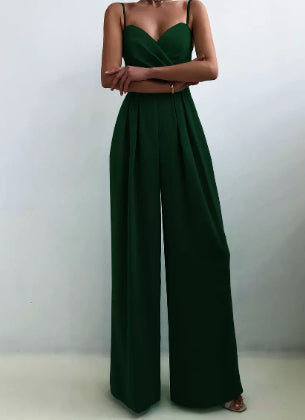 Wide-Leg Jumpsuit Women – High Waist & Sweetheart Neckline