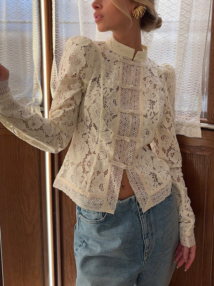 Women's Lace Blouse – Openwork Embroidery & Elegant Feminine Fit