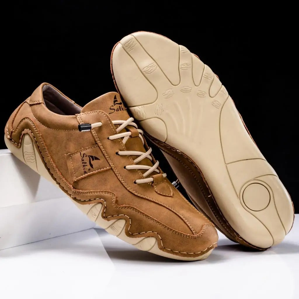 Men's Handmade Premium Leather Sneakers – Wavy Sole Durable Build