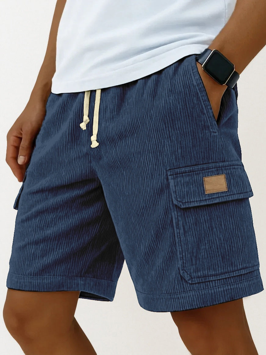 Men's Corduroy Cargo Shorts – Elasticated Drawstring Waist