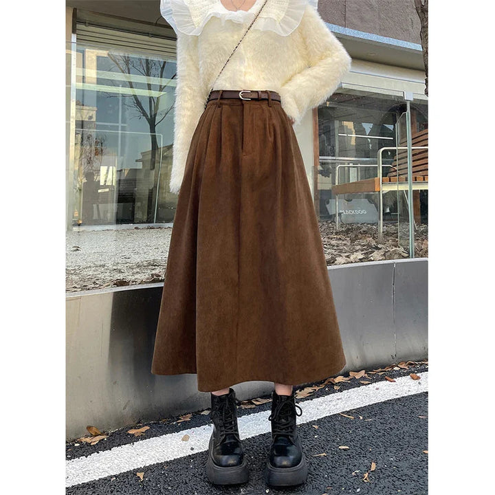 A-Line Midi Skirt – High Waist Flowing Fit With Pockets