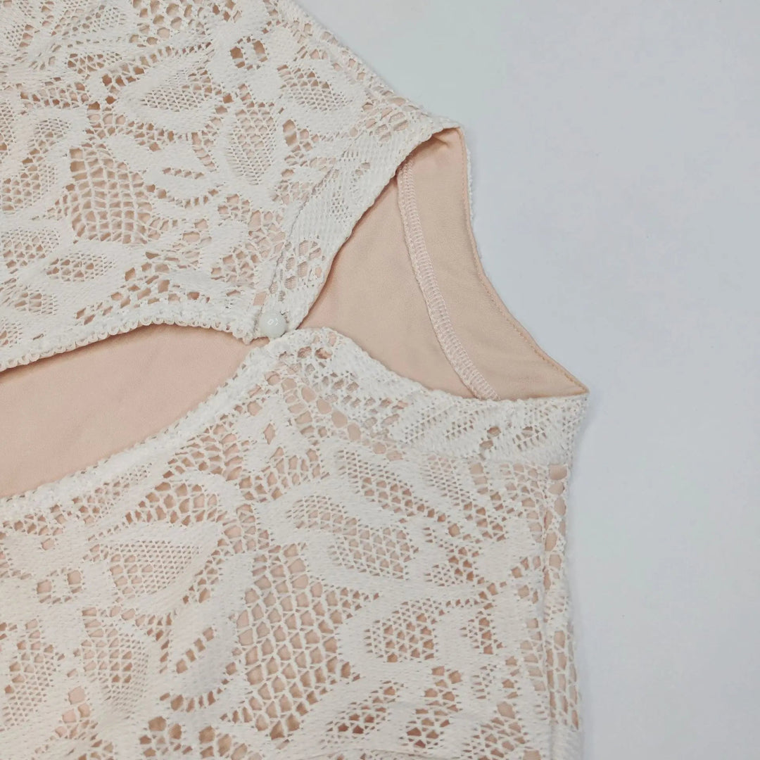 Long Sleeve Lace Mini Dress – Stand Collar Detail