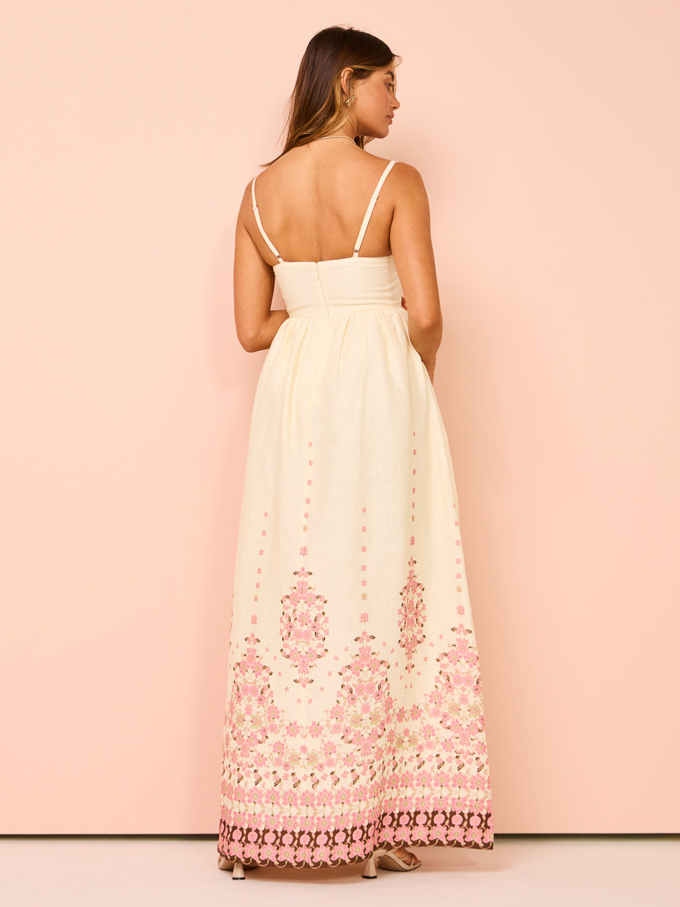 Floral Maxi Dress – Straight Neckline with Pockets