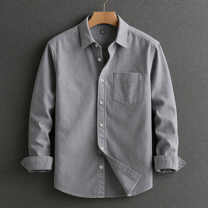 Men's Oxford Fabric Shirt Relaxed Tailored Cut – Turn-Down Collar