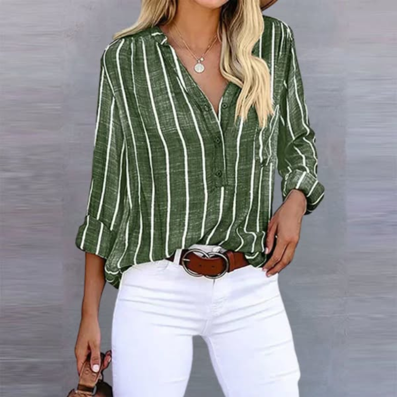 Women's Long Sleeve Blouse Lapel Collar – Button-Front Relaxed